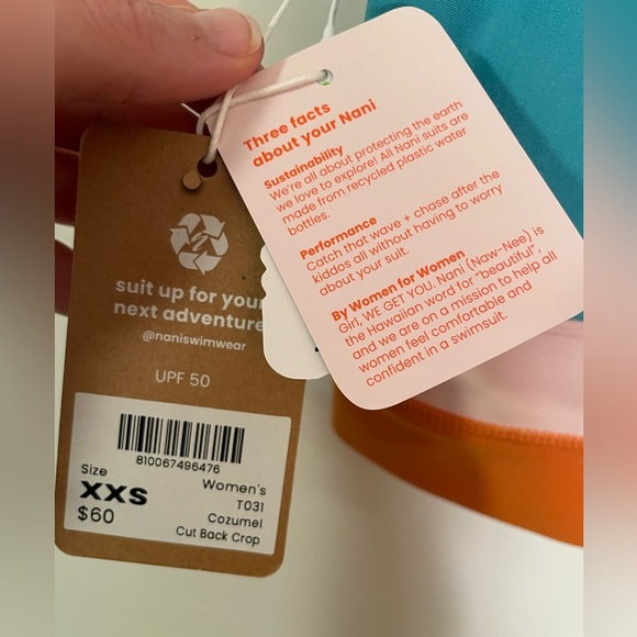 Nani Swim Cozumel Cut Back Crop Swim Top, Size XXS Beach Surf Summer - Picture 6 of 7